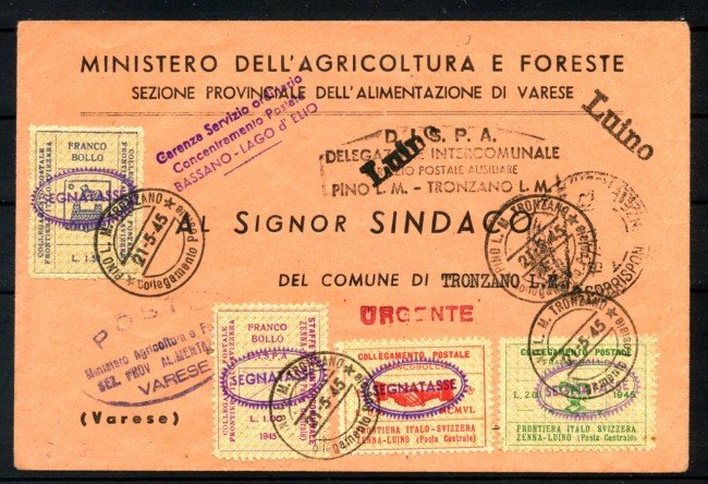 1945 - LUOGOTENENZA - LOTTO/40313 - BUSTA PER TRONZANO  AFFRANCATA CON MARCHE  DISPA