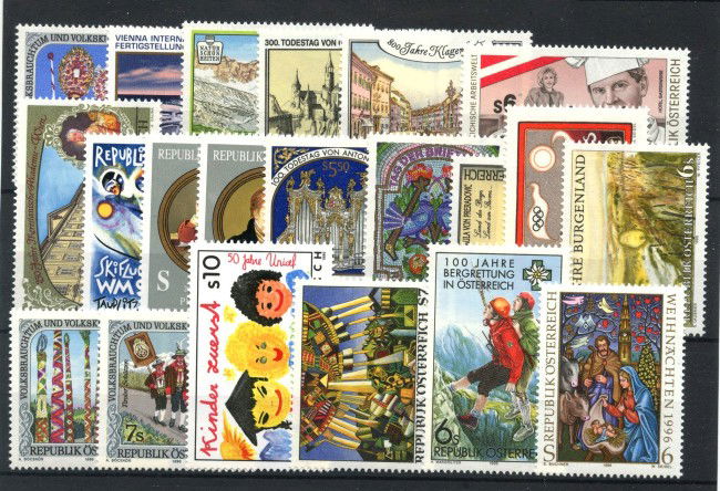 1996 - AUSTRIA - LOTTO/43684 - ANNATA COMPLETA 21 v.  + 1 FOGLIETTO NUOVI