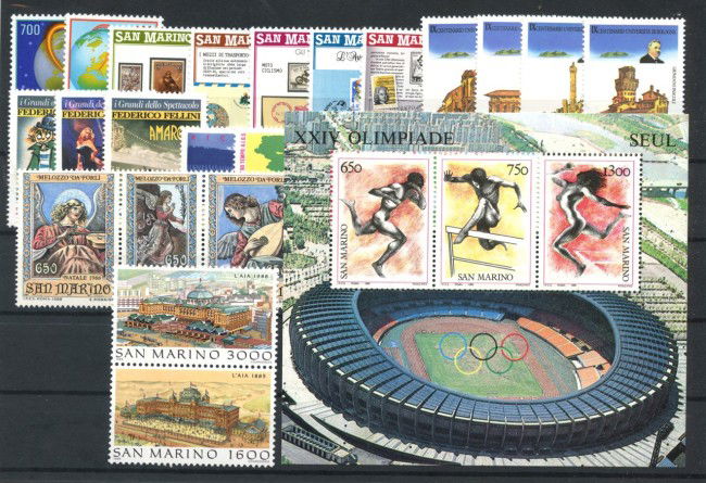 1988 - SAN MARINO - LOTTO/42974 - ANNATA COMPLETA 24v.  + 1 FOGLIETTO NUOVI