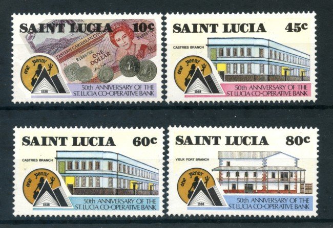 1988- LOTTO/23710 - SAINT LUCIA - BANCA COOPERATIVA 4v. - NUOVI