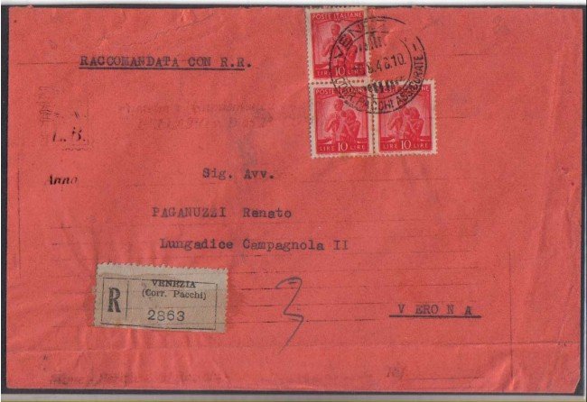 1948 - REPUBBLICA - LBF/709 VENEZIA RACCOMANDATA