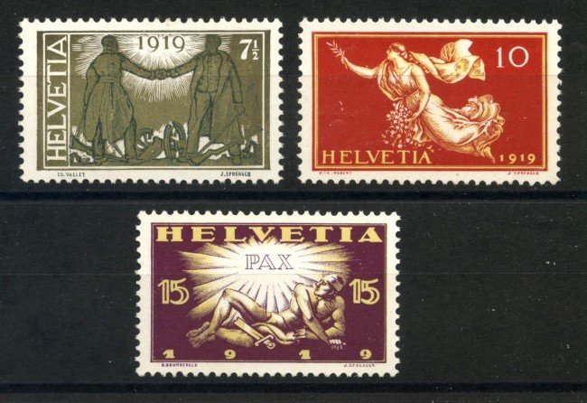 1919 - SVIZZERA - COMMEMORATIVI DELLA PACE  3v. NUOVI - LOTTO/34011