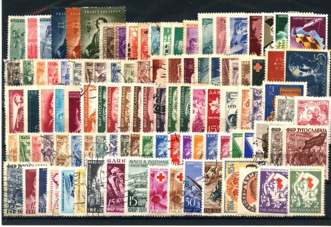 1949/1954 - JUGOSLAVIA - LOTTO/43168 - COLLEZIONE DI 100 FRANCOBOLLI USATI E/O NUOVI LINGUELLATI
