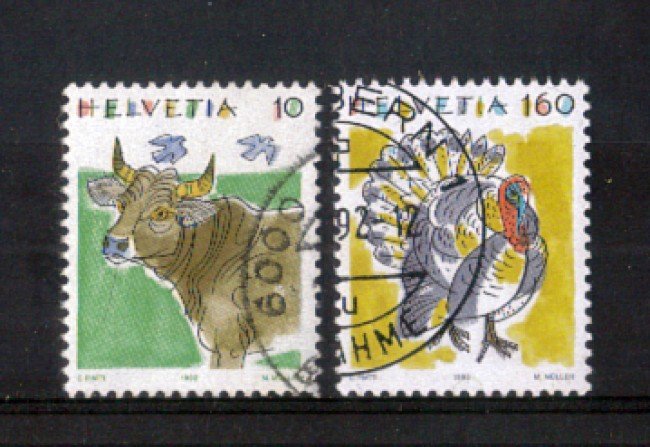 1992 - LOTTO/SVI1390CPU - SVIZZERA -  ANIMALI 2v. -  USATI