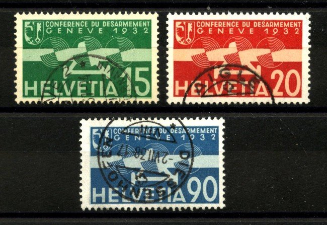 1932 - SVIZZERA - LOTTO/40666 - POSTA AEREA  CONFERENZA DISARMO 3v. - USATI