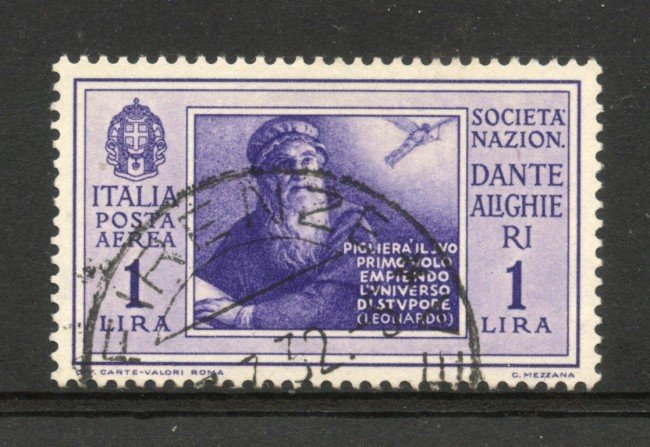 1932 - REGNO - LOTTO/40080 - 1 L. POSTA AEREA PRO SOCIETA' DANTE ALIGHIERI - USATO
