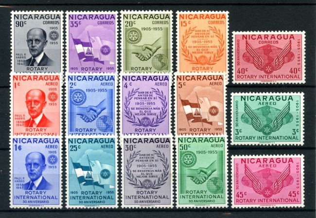 1955 - LOTTO/22915 - NICARAGUA - 50° ROTARY  15v. - NUOVI