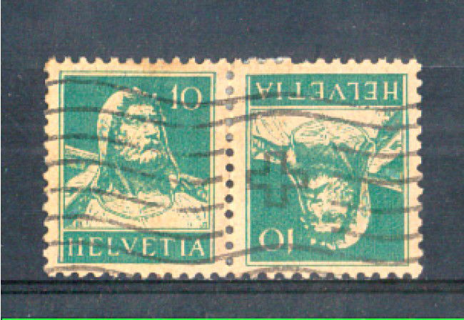 1924/28 - LOTTO/SVIK24U - SVIZZERA - 20+20c. COPPIA TETE BECHE - USATI