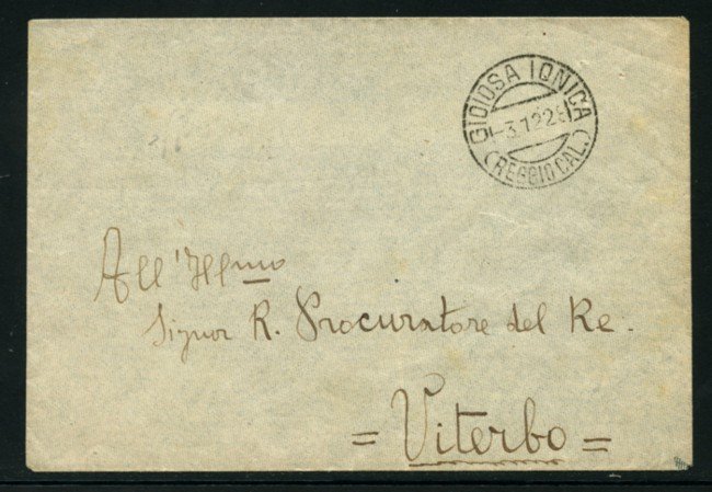 GIOIOSA IONICA - 1928  - LOTTO/14304 - REGNO - BUSTA PER VITERBO