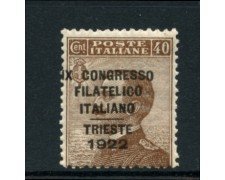 1922 - LOTTO/11541 - REGNO - 40c. CONGRESSO FILATELICO TRIESTE - LING.
