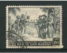 1952 - LOTTO/11994 - SAN MARINO - 80 Lire C. COLOMBO - USATO