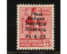 IMPERIA - 1945 - LOTTO/12391 - 75c. POSTE ITALIANE IMPERIA LIBERATA - NUOVO