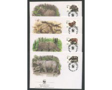 1996 - LOTTO/19277B - INDONESIA - RINOCERONTE DI GIAVA 4 FDC.