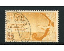 1935 - LOTTO/12821 - REGNO - 25c. POSTA AEREA VINCENZO BELLINI - USATO