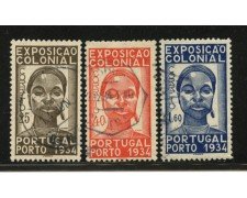 1934 - LOTTO/12854 - PORTOGALLO - ESPOSIZIONE COLONIALE 3v. - USATI