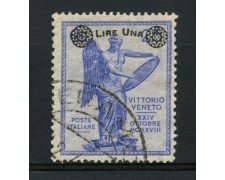 1924 - LOTTO/13023 - REGNO - 1 LIRA SU 25c. ANNIVERSARIO VITTORIA - USATO