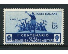 1934 - LOTTO/13061 - REGNO - 1,25  LIRE MEDAGLIE AL VALOR MILITARE - NUOVO