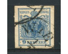 1850 - LOTTO/14106 - AUSTRIA - 9 Kr. AZZURRO - USATO