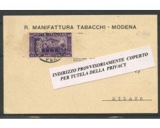 1927 - LOTTO/14625 - MODENA - 40c. S. FRANCESCO SU CARTOLINA COMMERCIALE