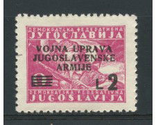 1947 - LOTTO/14722 - AMMINISTR. MILITARE  JUGOSLAVA- 2 L. SU 9d. - NUOVO