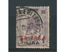 1924 - LOTTO/14975 - ERITREA - 1 LIRA SU 10 A. LILLA - USATO