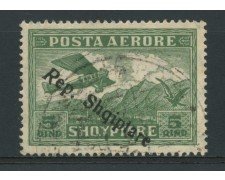 1927 - LOTTO/15075 - ALBANIA - POSTA AEREA  5Q. VERDE  - USATO
