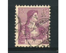 1907 - SVIZZERA - 15 CENTESIMI  VIOLETTO - USATO - LOTTO/15290