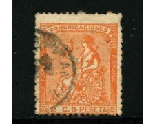 1873 - LOTTO/16600 - SPAGNA - 2 cent. ARANCIO ALLEGORIA - USATO