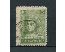 1919 - LOTTO/17433A - FIUME - 5c. VERDE CARTA SOTTILE - USATO