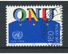 1995 - LOTTO/18666 - SVIZZERA -  50°  ONU - QUARTINA USATA