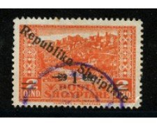 1925 - LOTTO/18730 - ALBANIA - 1 SU 2 q. ARANCIO SOPRASTAMPATO - USATO
