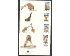 1989 - LOTTO/19243B - KENIA - GIRAFFA RETICOLATA 4 FDC