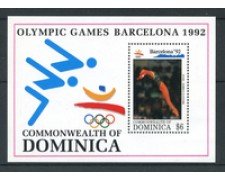 1992 - DOMINICA - LOTTO/19902 - OLIMPIADI BARCELLONA TUFFI - FOGLIETTO