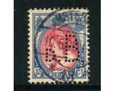 1908 - LOTTO/21286 - OLANDA - 15 cent. AZZURRO ROSSO PERFIN - USATO