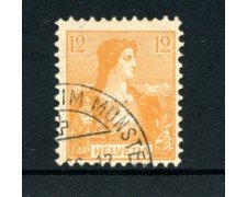 1907 - LOTTO/21927 - SVIZZERA - 12c. GIALLO HEVETIA - USATO