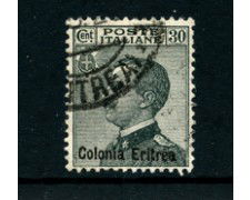 1925 - LOTTO/24432 - ERITREA - 30 cent. GRIGIO NERO VITT. EMANUELE 3°  - USATO
