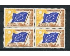 1963 - FRANCIA - 20 cent. CONSIGLIO D'EUROPA - QUARTINA NUOVI - LOTTO/25163