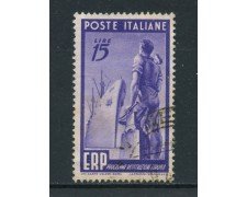 1949 - ITALIA REPUBBLICA - 15 LIRE ERP - USATO - LOTTO/25219