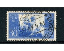 1948 - ITALIA REPUBBLICA - 30 LIRE COSTITUZIONE FILIGRANA NORMALE SINISTRA - USATO - LOTTO/25228