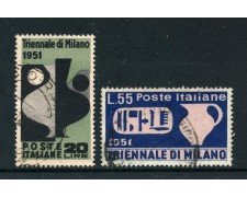1951 - REPUBBLICA - TRIENNALE DI MILANO 2v. - USATI - LOTTO/25269