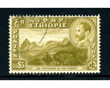 1947 - ETHIOPIA - 5 $.MONTAGNE DI RAS DASSEN - USATO - LOTTO/25488