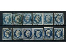 1853/60 - FRANCIA - 20 cent. NAPOLEONE  - 12 ESEMPLARI USATI - LOTTO/26115