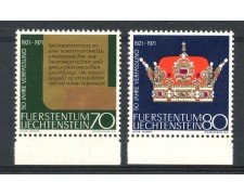 1971 - LIECHTENSTEIN - ANNIVERSARIO COSTITUZIONE 2v. - NUOVI - LOTTO/26444