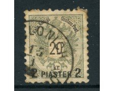 1888 - AUSTRIA LEVANTE - 2 PIASTRE SU 20 K. GRIGIO - USATO - LOTTO/26777