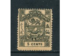 1889/92 - NORD BORNEO - 5 CENT. GRIGIO - LINGUELLATO - LOTTO/26972
