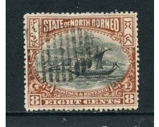 1897/900 - NORD BORNEO - 8 CENT. BBRUNO ROSSO E NERO - USATO - LOTTO/26990