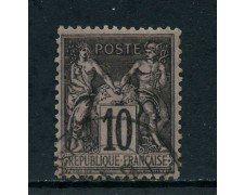 1877 - FRANCIA - 10 c. NERO su LILLA  - USATO - LOTTO/27071