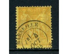 1879 - FRANCIA - 25c. GIALLO BISTRO - USATO A MARSIGLIA - LOTTO/27073