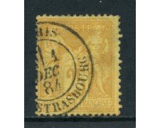 1879 - FRANCIA - 25c. GIALLO BISTRO - USATO A STRASBURGO - LOTTO/27073A