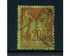 1884 - FRANCIA - 20 c. ROSSO SU VERDE - USATO - LOTTO/27076